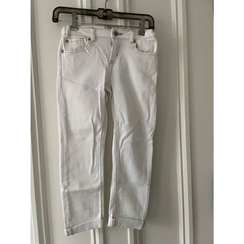 NWOT Lucky brand girls cream colored Dylan boyfriend rolled jeans 10